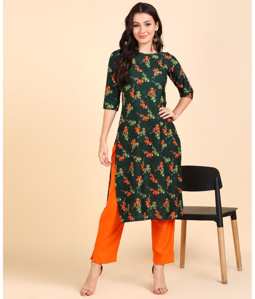     			DSK STUDIO Crepe Printed Kurti With Pants Women's Stitched Salwar Suit - Green ( Pack of 1 )