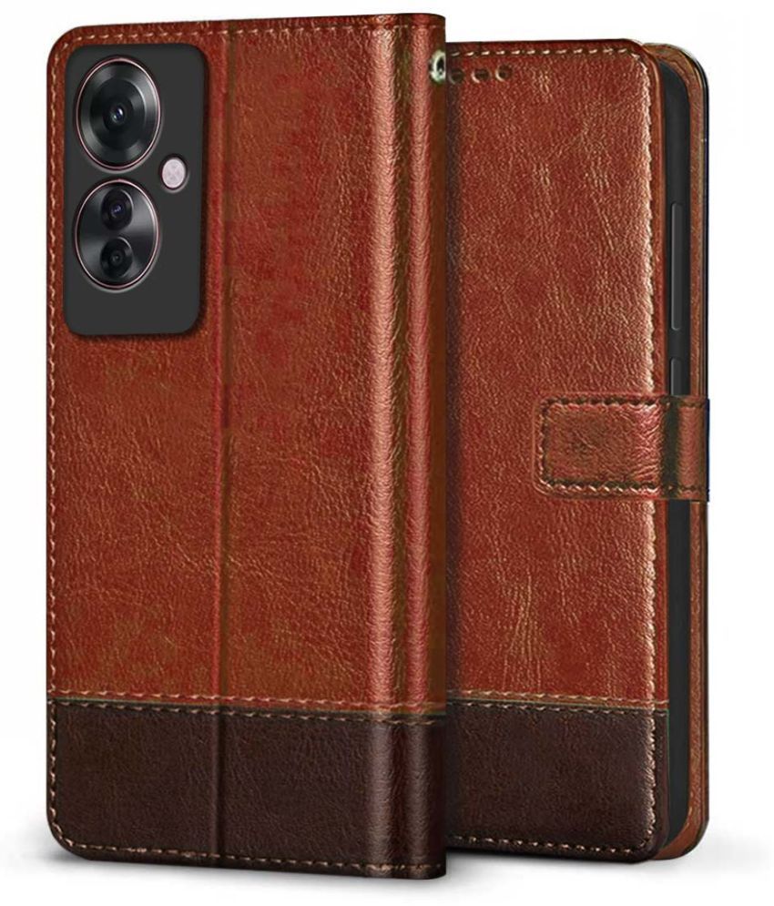     			Fashionury Brown Flip Cover Leather Compatible For Oppo F25 Pro 5G ( Pack of 1 )