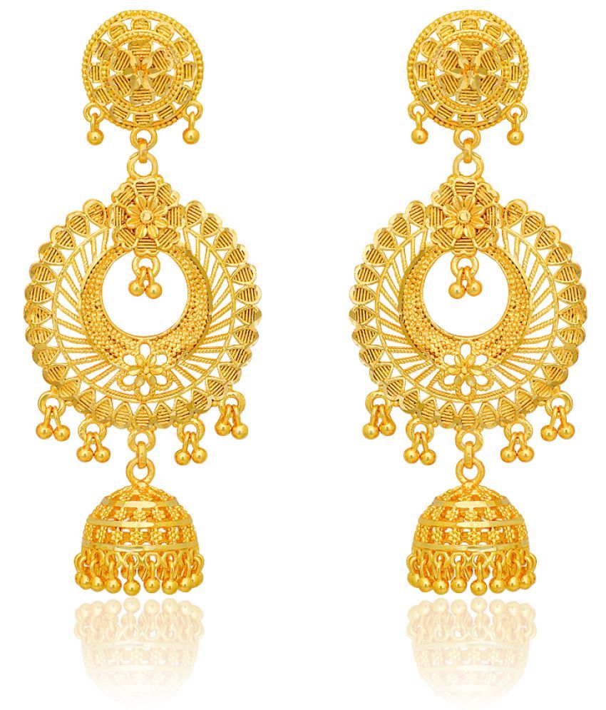     			LUV FASHION Golden Jhumki Earrings ( Pack of 1 )