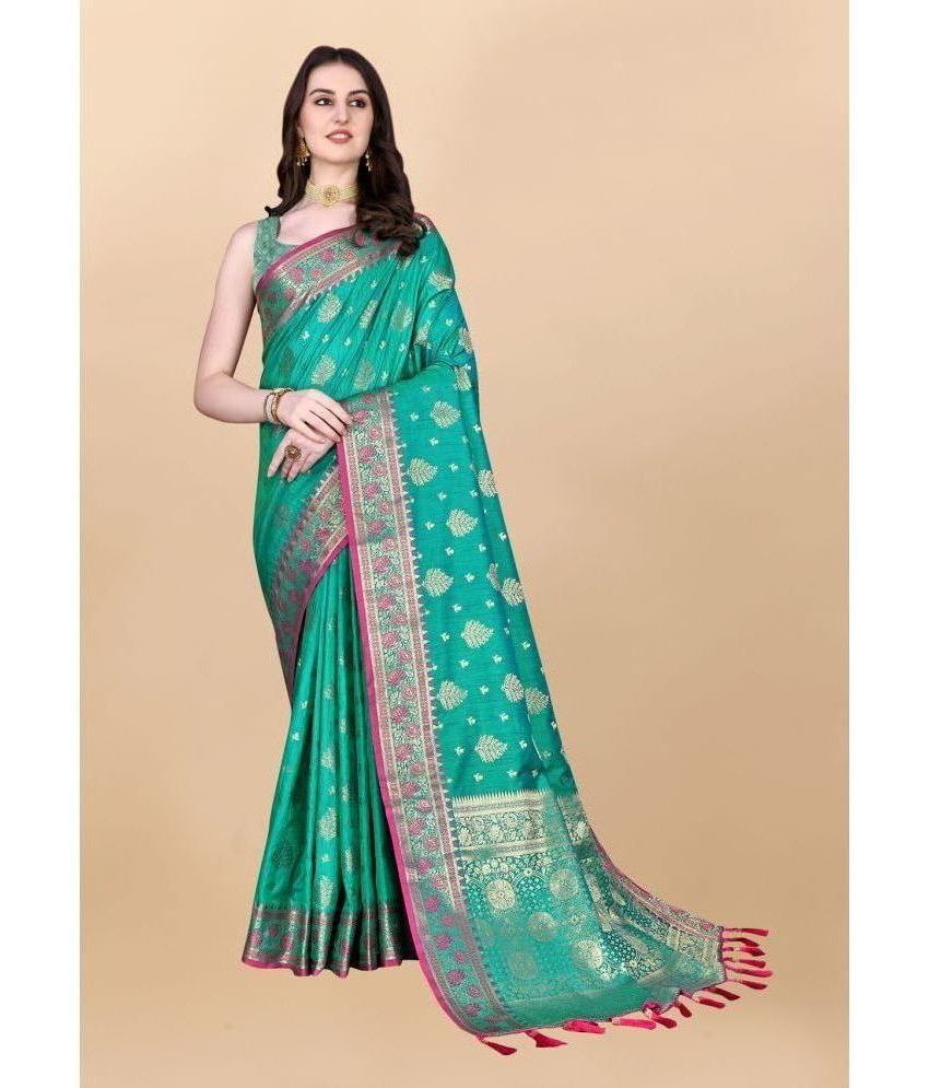     			OFLINE SELCTION Banarasi Silk Embellished Saree With Blouse Piece - Rama ( Pack of 1 )