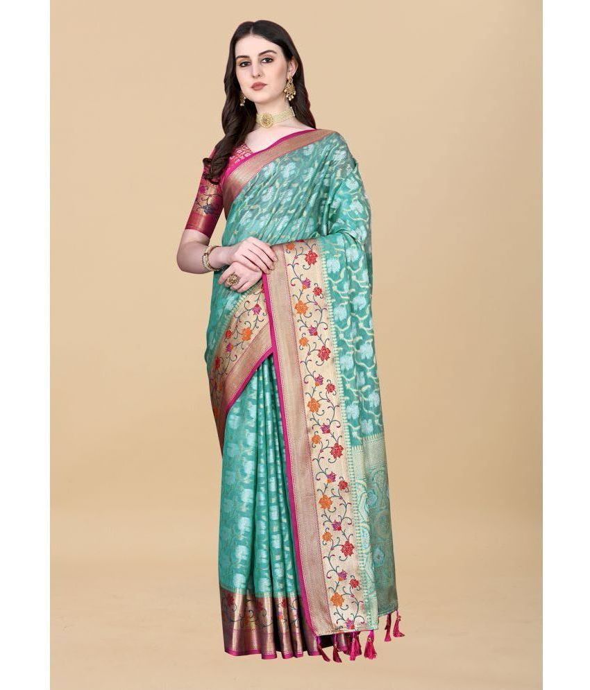     			OFLINE SELCTION Silk Embellished Saree With Blouse Piece - Rama ( Pack of 1 )
