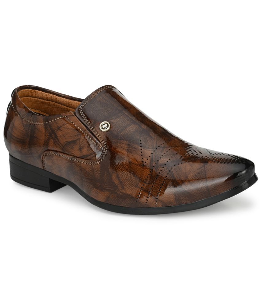     			RL Rocklin Men Brown Men's Slip On Formal Shoes