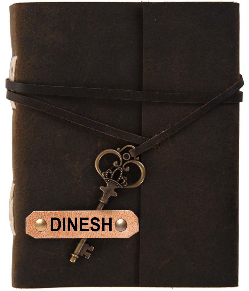     			Rjkart DINESH embossed Leather Cover Diary With Key Lock A5 Diary Unruled 200 Pages (DINESH) - 120 GSM