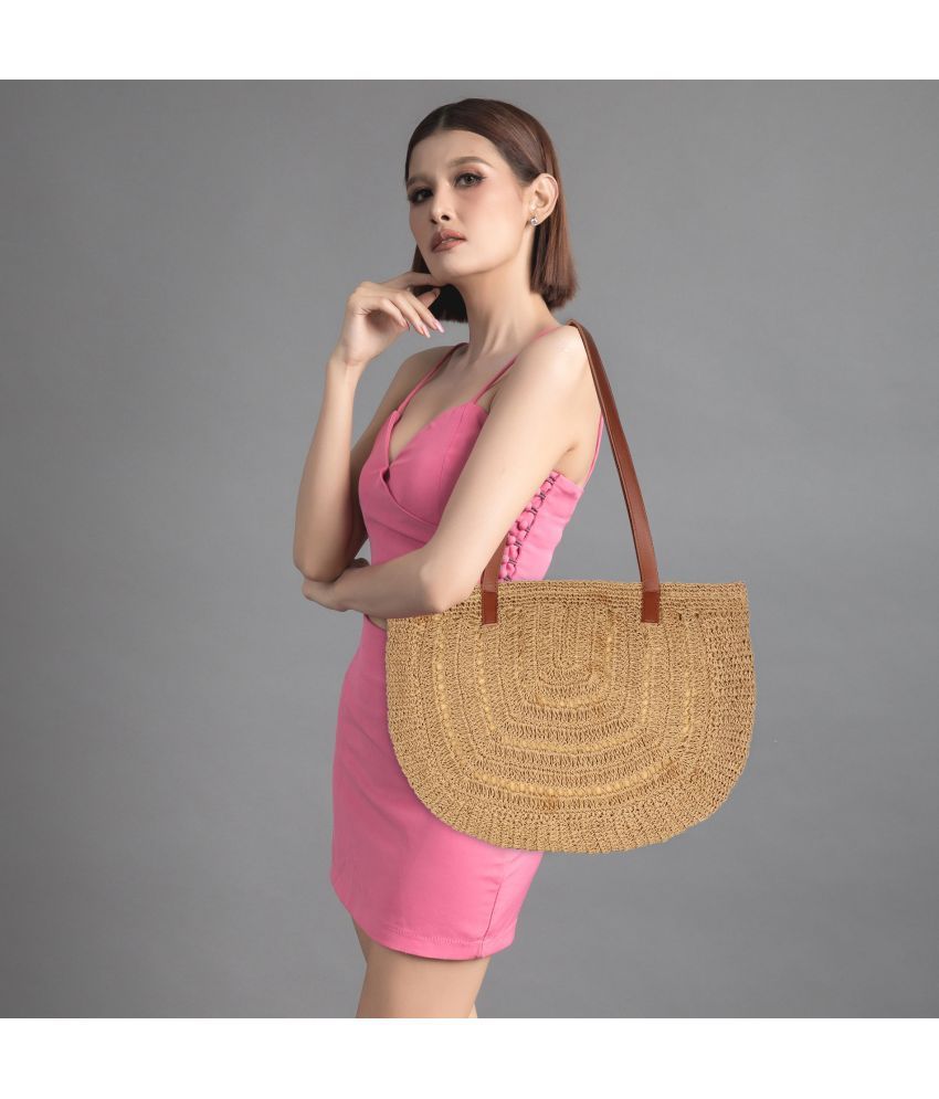     			sapis Beige Fabric Shoulder Bag