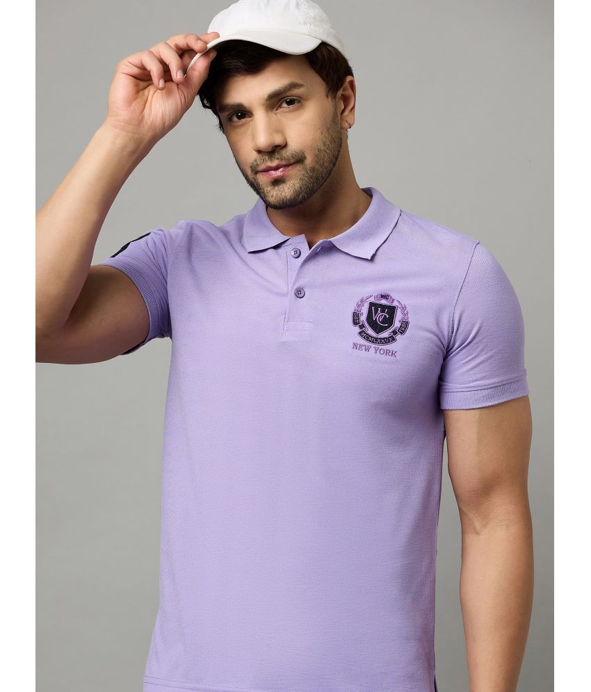     			zigo Pack of 1 Cotton Blend Regular Fit Embroidered Half Sleeves Men's Polo T Shirt ( Lavender )