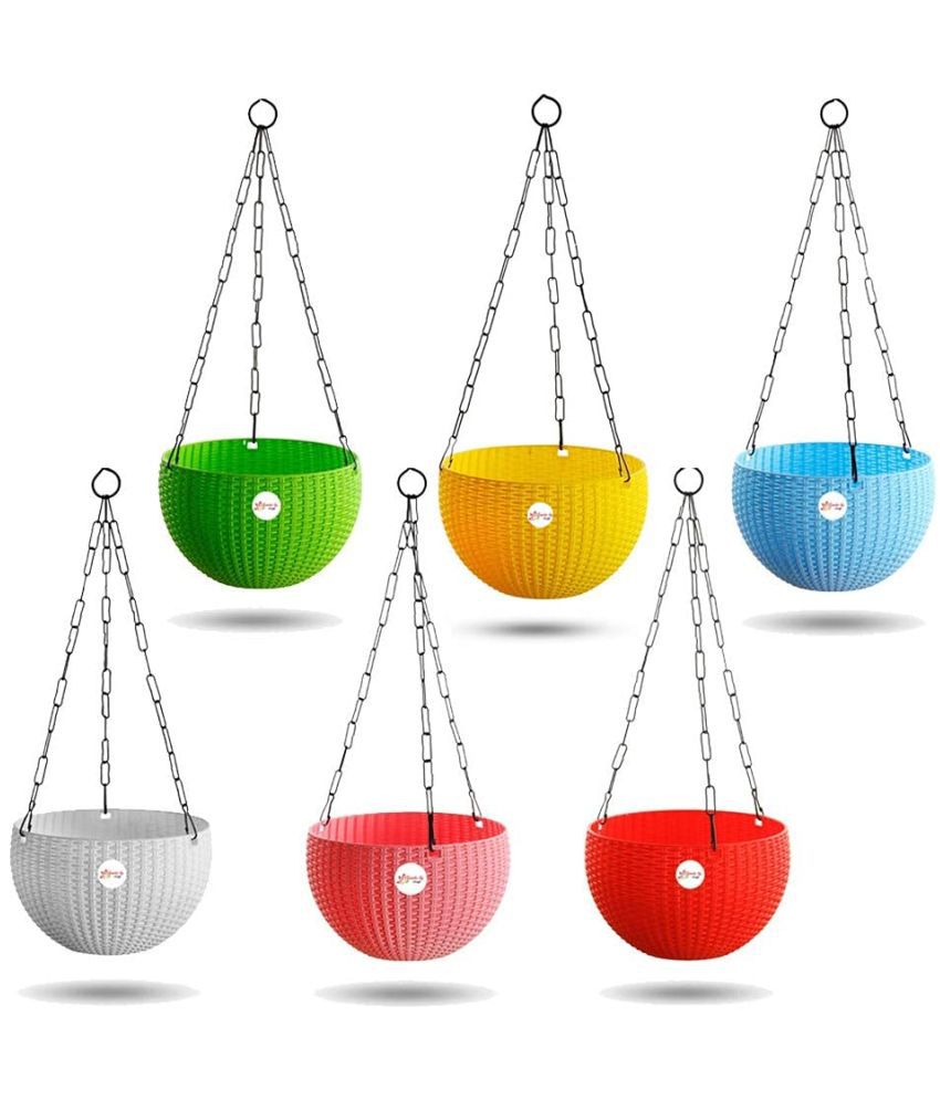     			10Club Multicolor Plastic Hanging Planter ( Pack of 6 )