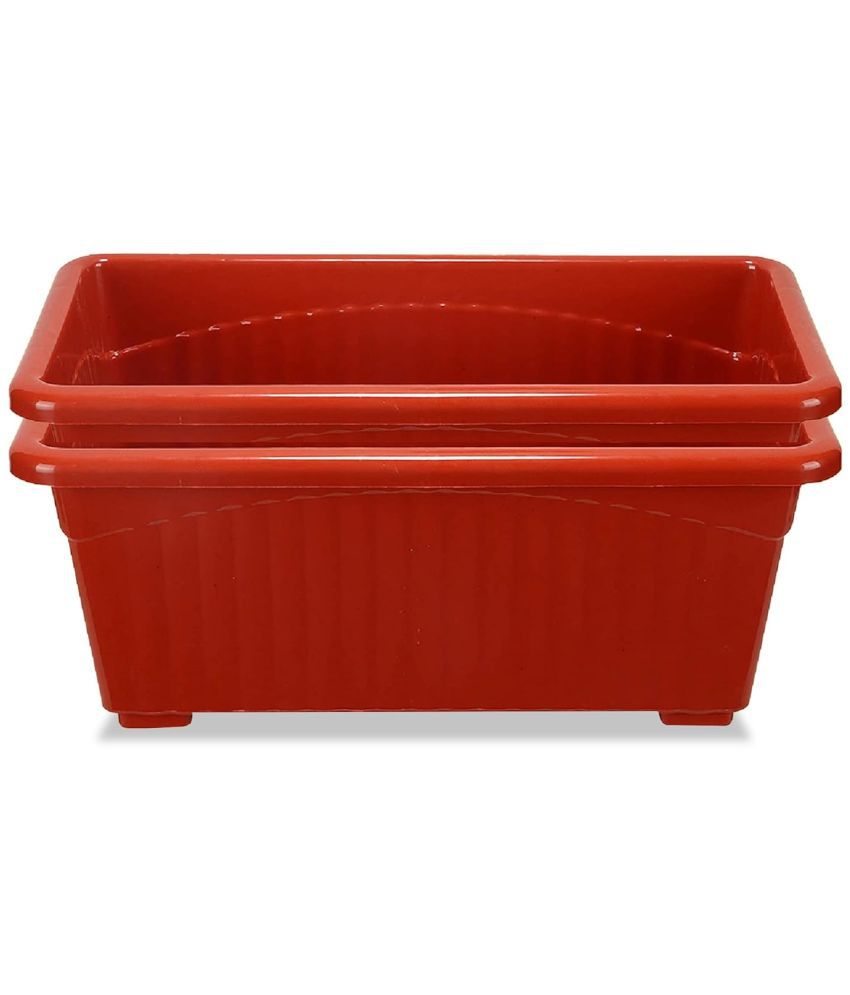     			10Club Red Plastic Flower Pot ( Pack of 2 )