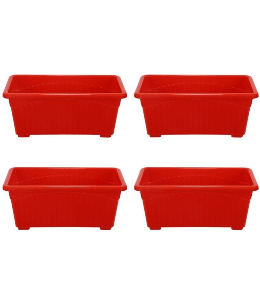     			10Club Red Plastic Flower Pot ( Pack of 4 )