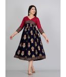 Gobya Rayon Printed Anarkali Women's Kurti - Multicoloured ( Pack of 1 )