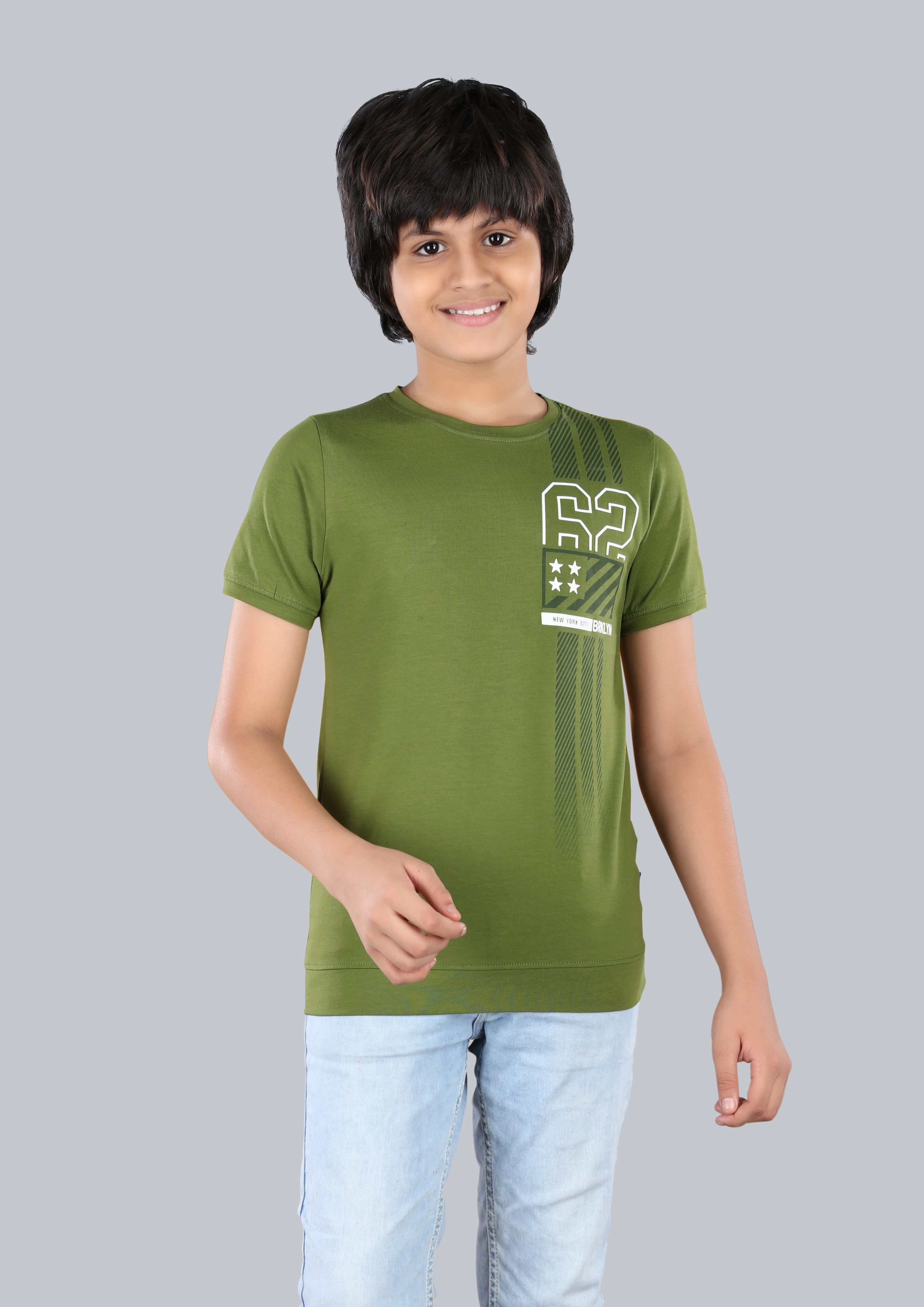     			3PIN Olive Green Cotton Blend Boy's T-Shirt ( Pack of 1 )