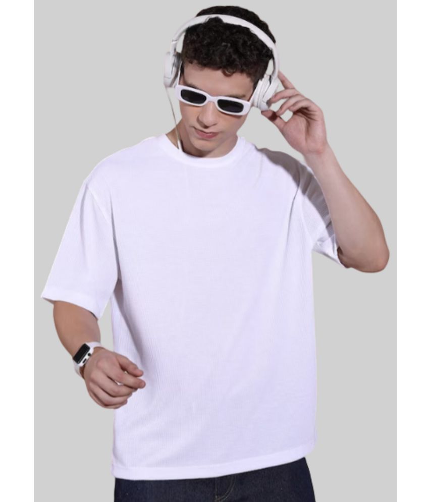     			AKTIF Cotton Blend Oversized Fit Solid Half Sleeves Men's T-Shirt - White ( Pack of 1 )