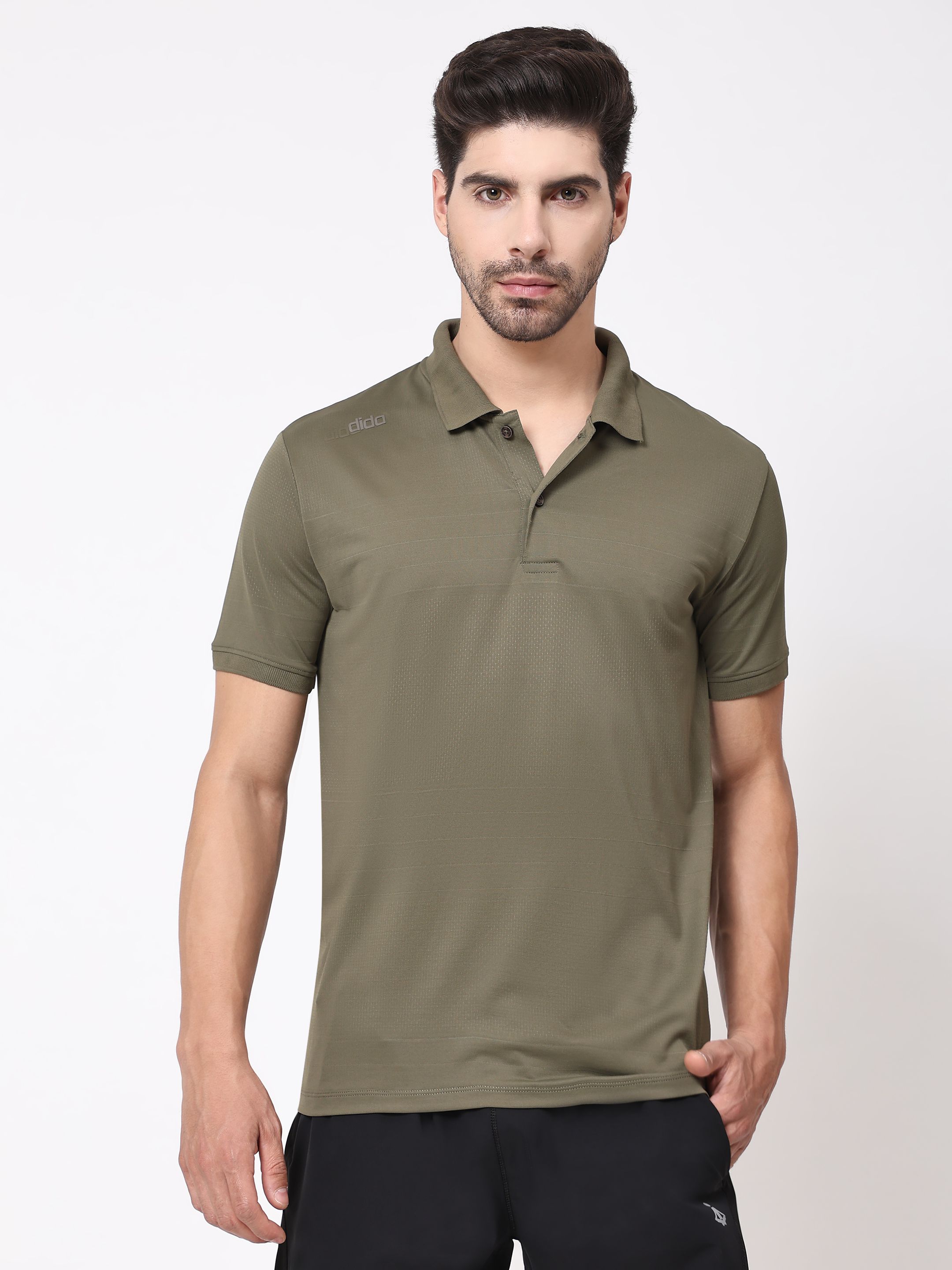     			Dida Sportswear Olive Polyester Regular Fit Men's Sports Polo T-Shirt ( Pack of 1 )