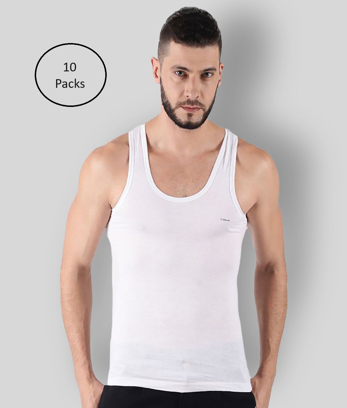     			Dollar - White Cotton Men's Vest  ( Pack of 10 )