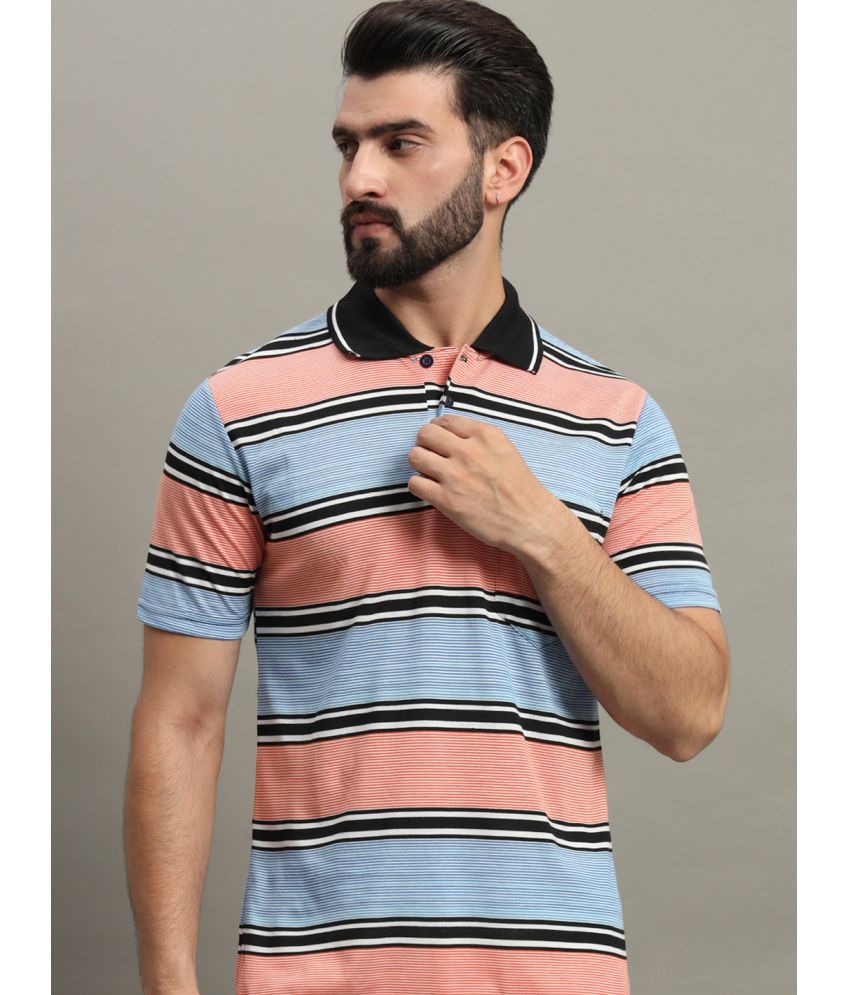     			GET GOLF Cotton Blend Regular Fit Striped Half Sleeves Men's Polo T Shirt - Multicolor ( Pack of 1 )