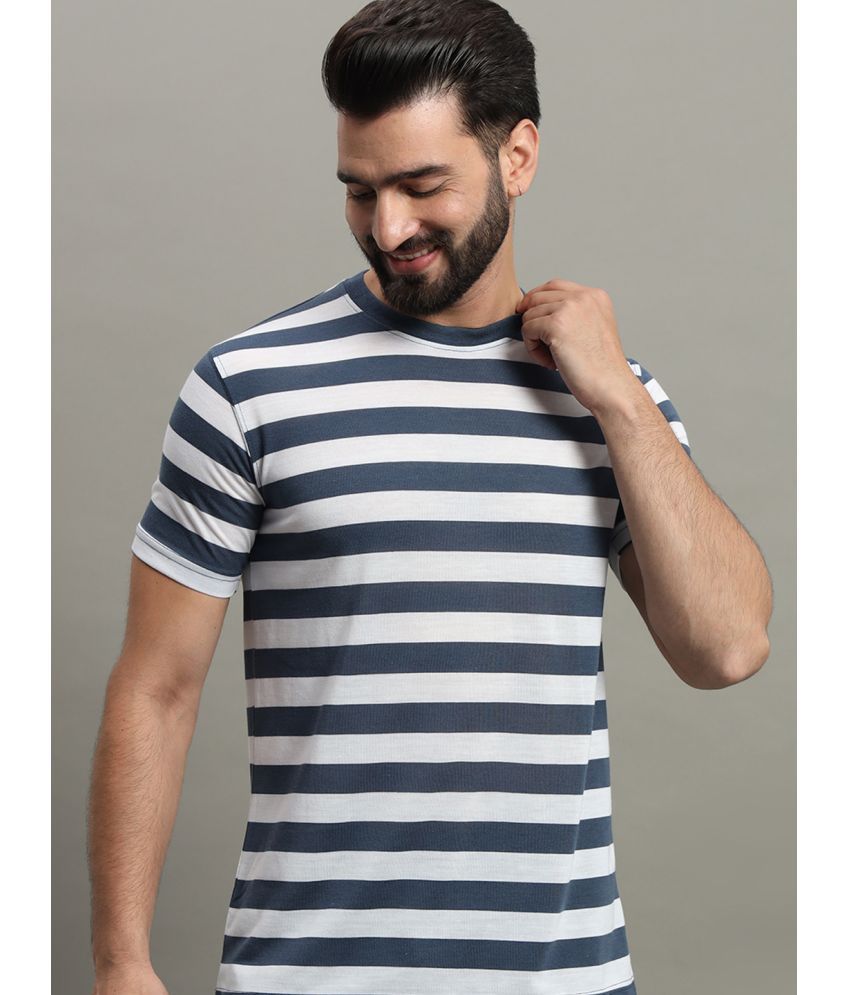     			GET GOLF Cotton Blend Regular Fit Striped Half Sleeves Men's T-Shirt - Blue ( Pack of 1 )