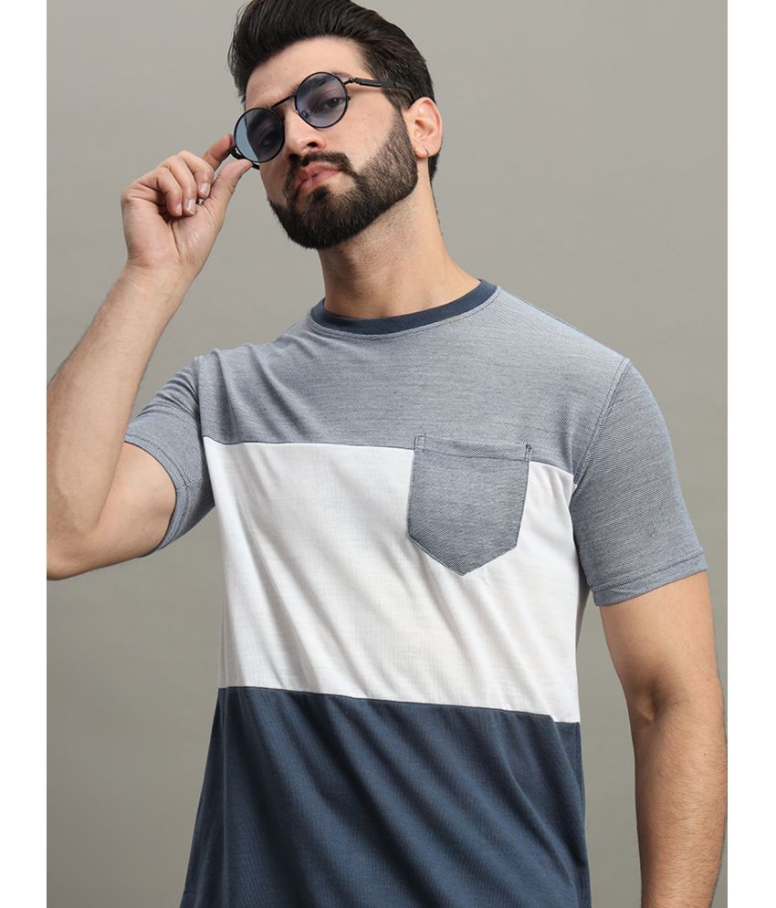     			GET GOLF Cotton Blend Regular Fit Colorblock Half Sleeves Men's T-Shirt - Blue ( Pack of 1 )