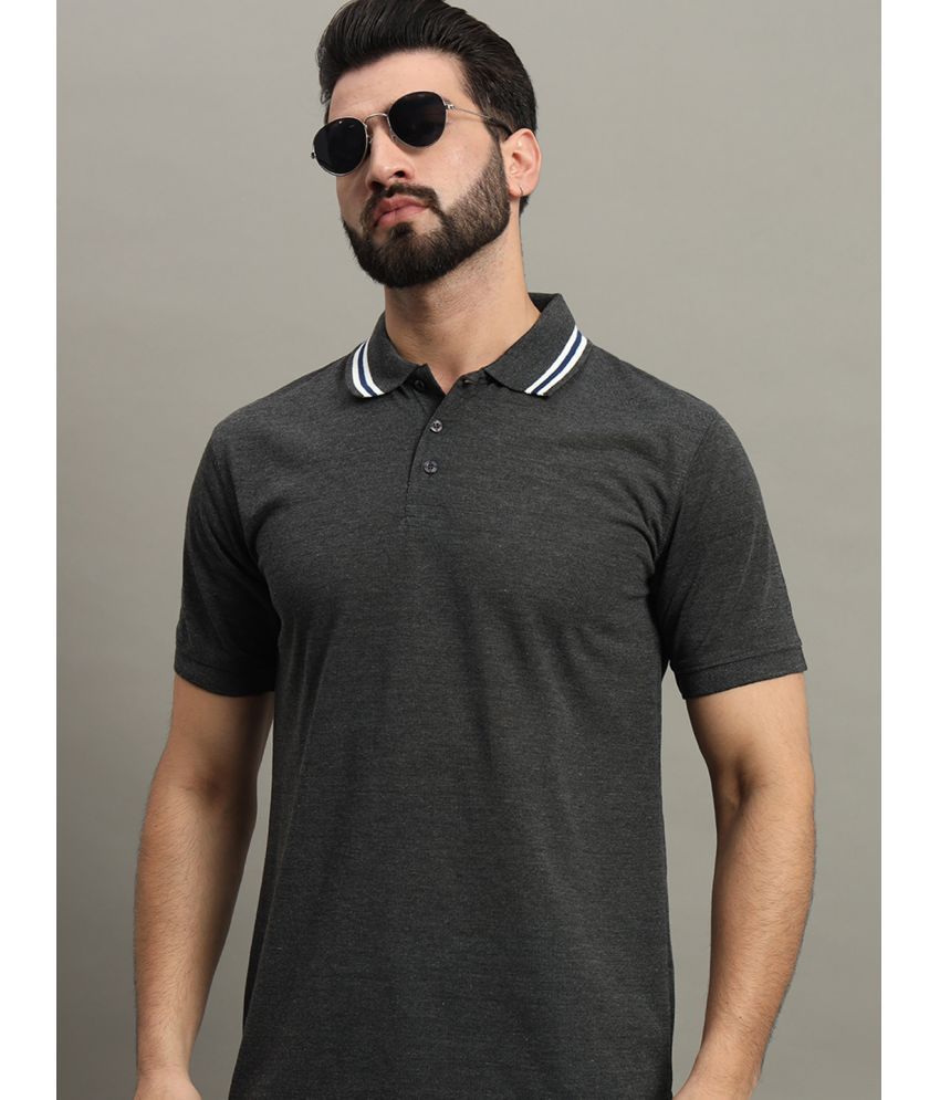     			GET GOLF Cotton Blend Regular Fit Solid Half Sleeves Men's Polo T Shirt - Charcoal Grey ( Pack of 1 )