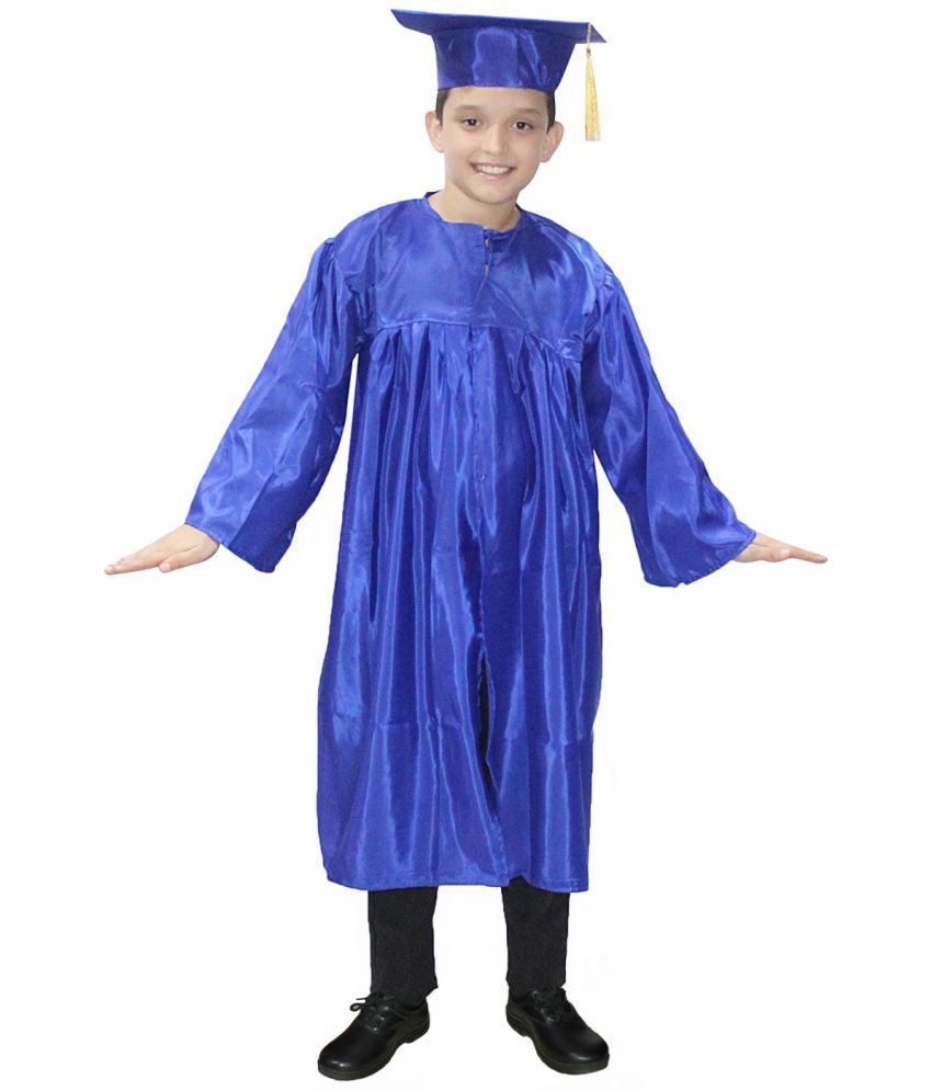     			Kaku Fancy Dresses Graduation Gown With Hat & Stole/Scarf | Degree Costume For Convocation Dress For Boys & Girls (Blue, 14-17 Years)