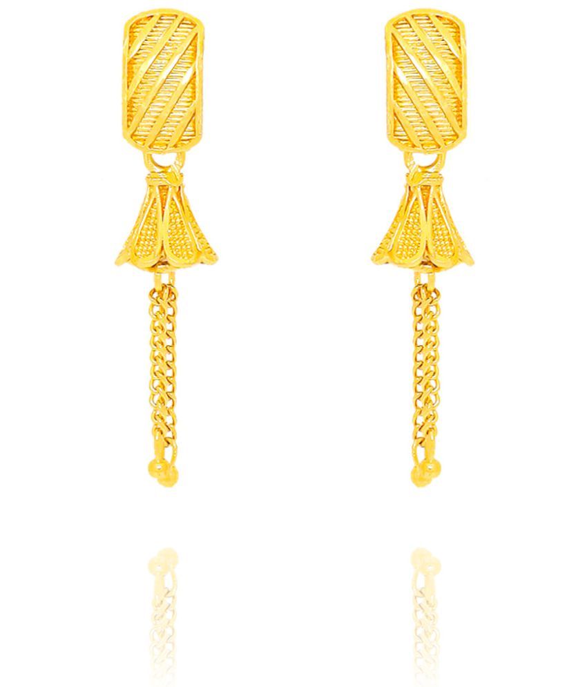     			LUV FASHION Golden Drop Earrings ( Pack of 1 )