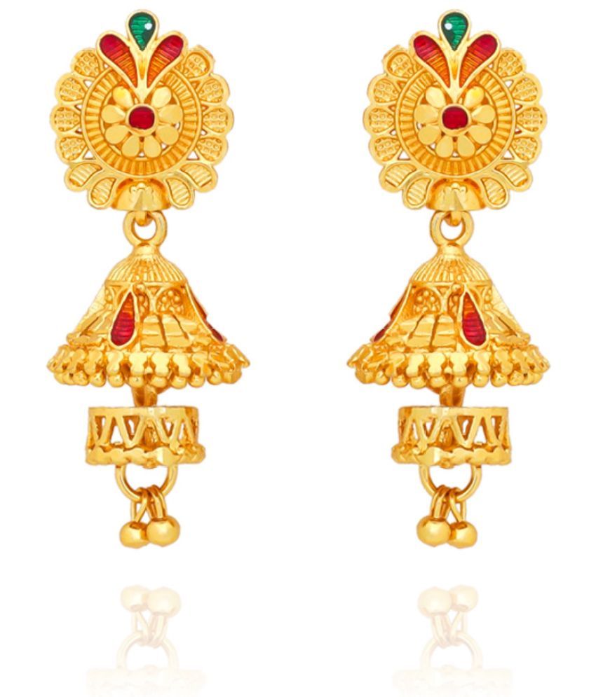     			LUV FASHION Golden Jhumki Earrings ( Pack of 1 )