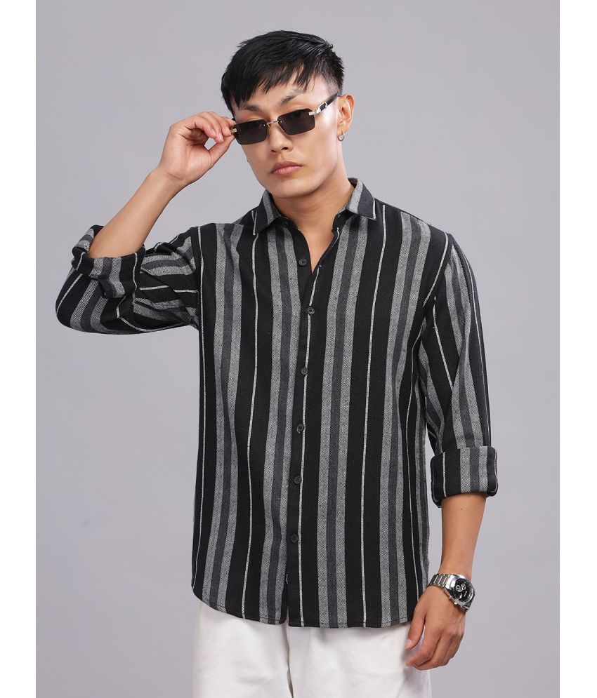     			Paul Street 100% Cotton Slim Fit Striped Full Sleeves Men's Casual Shirt - Black ( Pack of 1 )