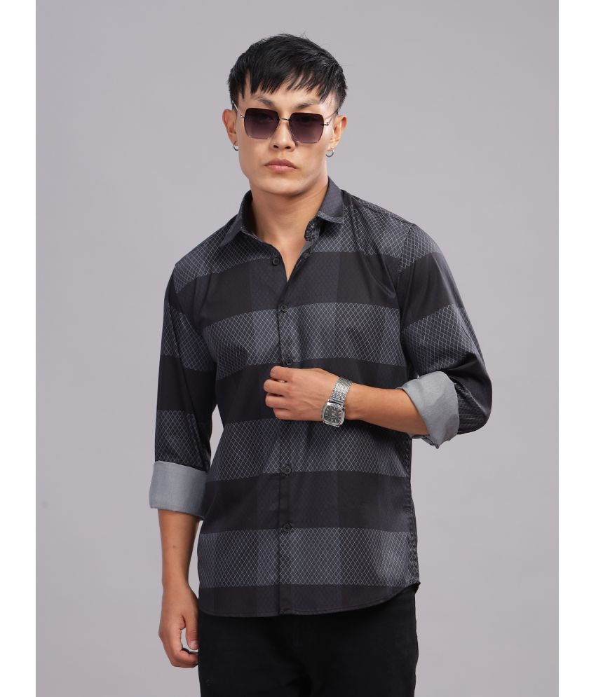     			Paul Street Polyester Slim Fit Checks Full Sleeves Men's Casual Shirt - Black ( Pack of 1 )