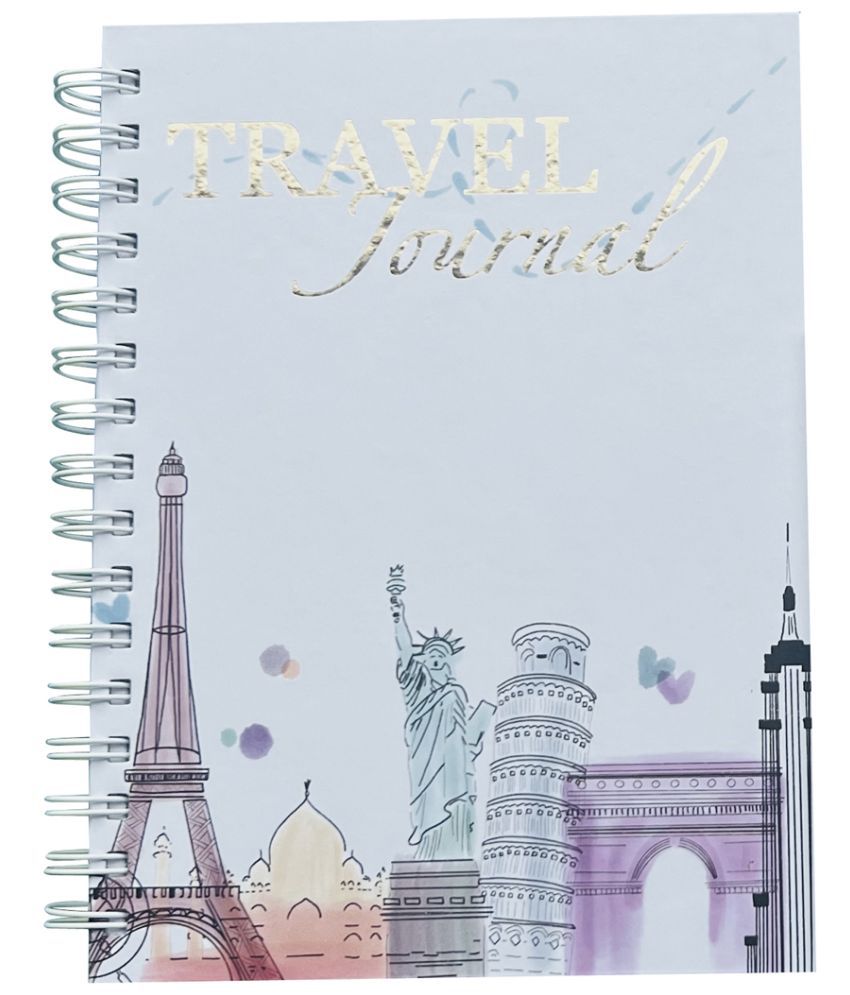     			Planners Pedia Paper Based Hard Bound Travel Journal Diary | Travel Tracker- 230 Pages, A5 Size, Spiral Bound, Hardcover (White2)