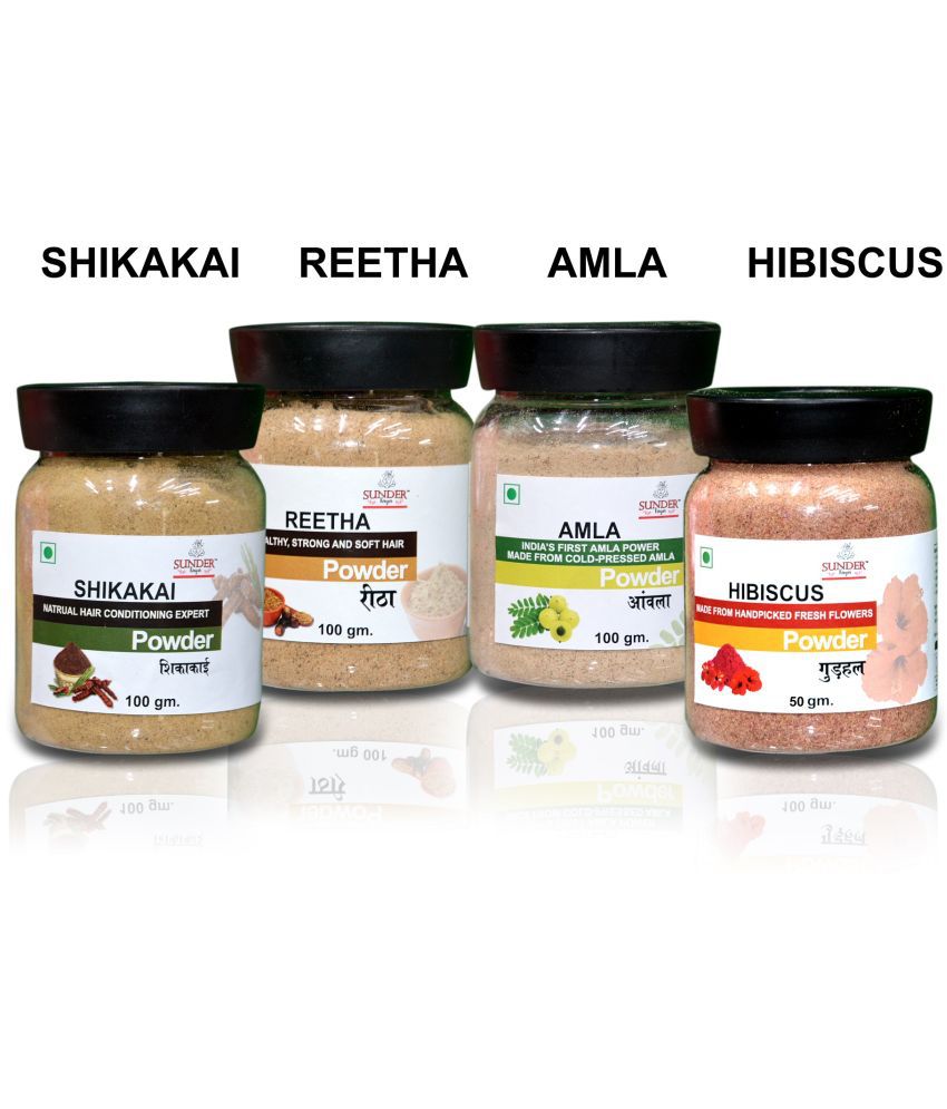     			Pure and Organic Amla Reetha Shikakai Hibiscus Powder for Hair Care (Pack of 4)