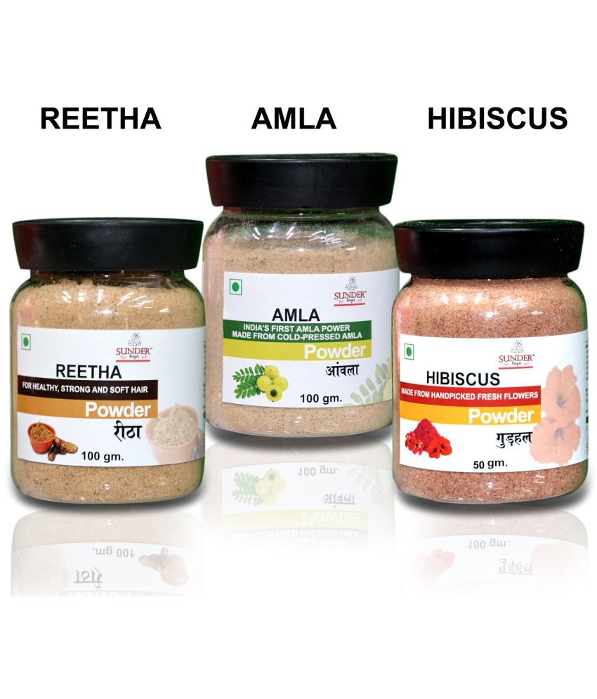     			Pure and Organic Amla Reetha Hibiscus Powder for Hair Care (100g, Pack of 3)