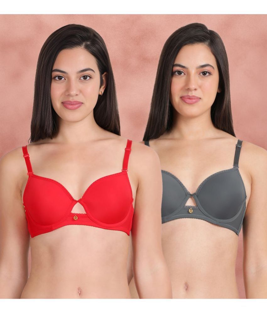     			Susie Pack of 2 Nylon Women's Everyday Bra ( Red ) susi-c2b-1467