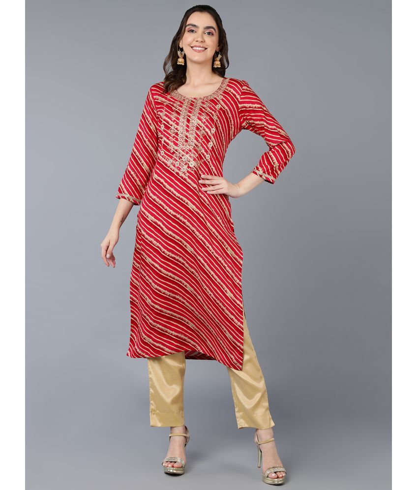     			Vaamsi Cotton Blend Printed Straight Women's Kurti - Red ( Pack of 1 )