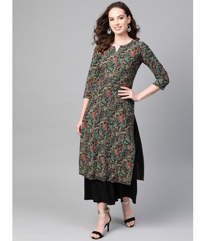     			Vaamsi Cotton Printed Straight Women's Kurti - Black ( Pack of 1 )