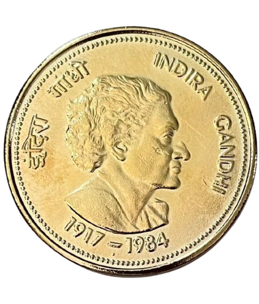     			Extreme Rare 100000 Rupee - Indira Gandhi Gold Plated Fantasy Token Memorial Coin