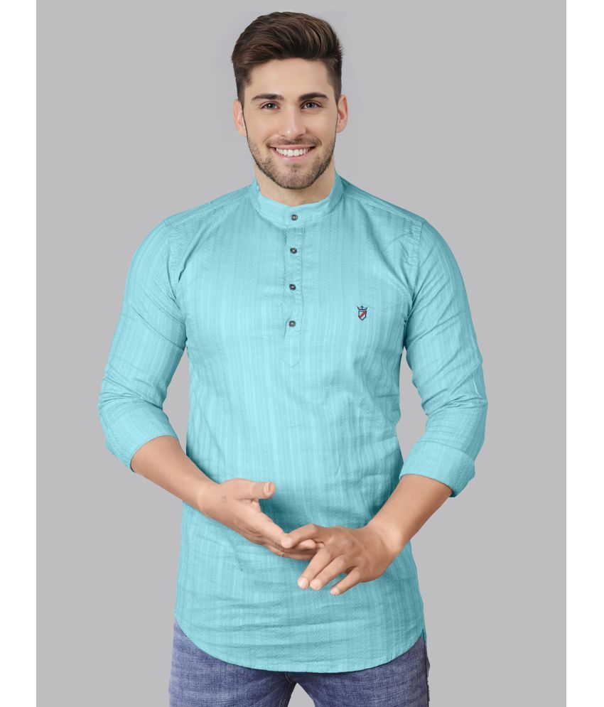     			JB JUST BLACK Blue Cotton Men's Shirt Style Kurta ( Pack of 1 )