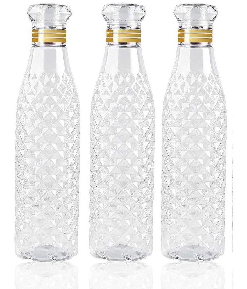     			NCMART Diamond Water Bottle Transparent Polypropylene Fridge Water Bottle 1000 mL ( Set of 3 )