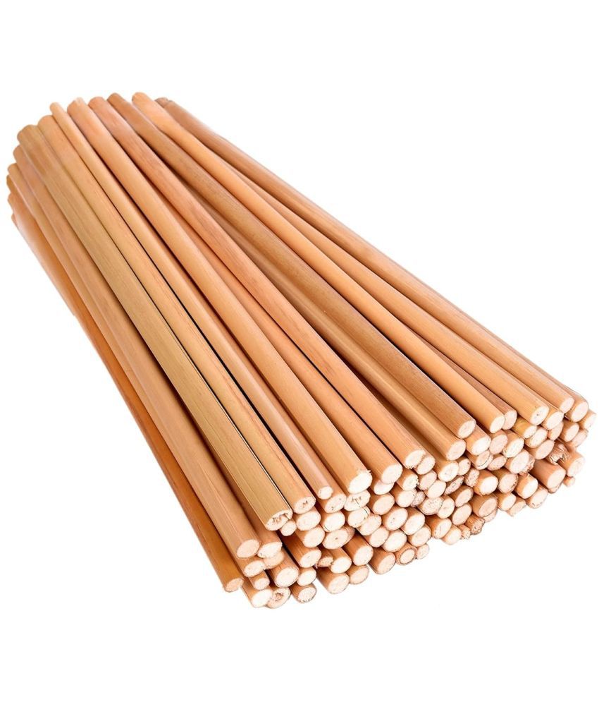     			PRANSUNITA 100 pcs Natural Garden Bamboo Sticks for Indoor & Outdoor Plants, Art & Craft School Projects & Kulfi Making, Plant Support Stakes -18 inch with Ties 100 pcs
