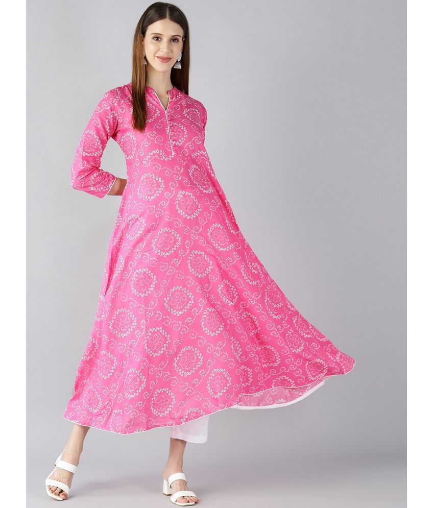     			Vaamsi Cotton Printed A-line Women's Kurti - Pink ( Pack of 1 )
