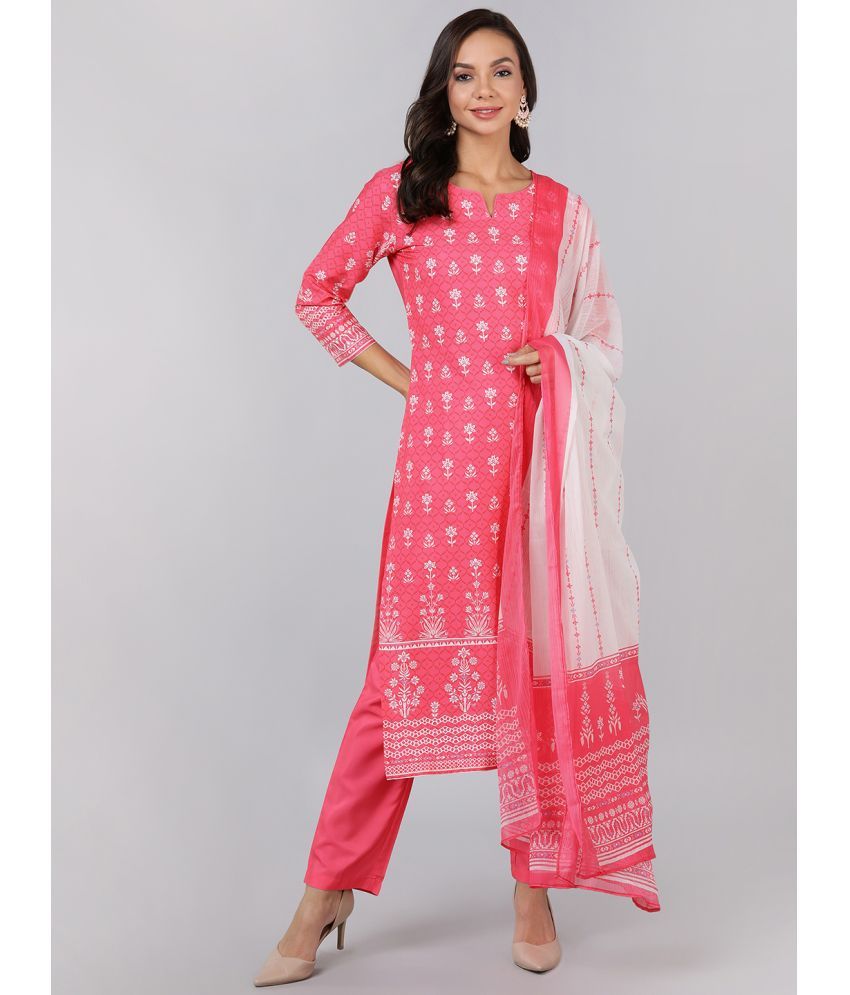     			Vaamsi Crepe Printed Kurti With Pants Women's Stitched Salwar Suit - Pink ( Pack of 1 )