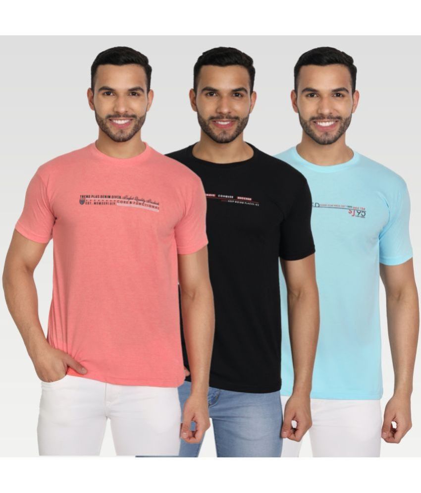     			Zeffit Pack of 3 Cotton Blend Regular Fit Men's T-Shirt ( Multicolor )