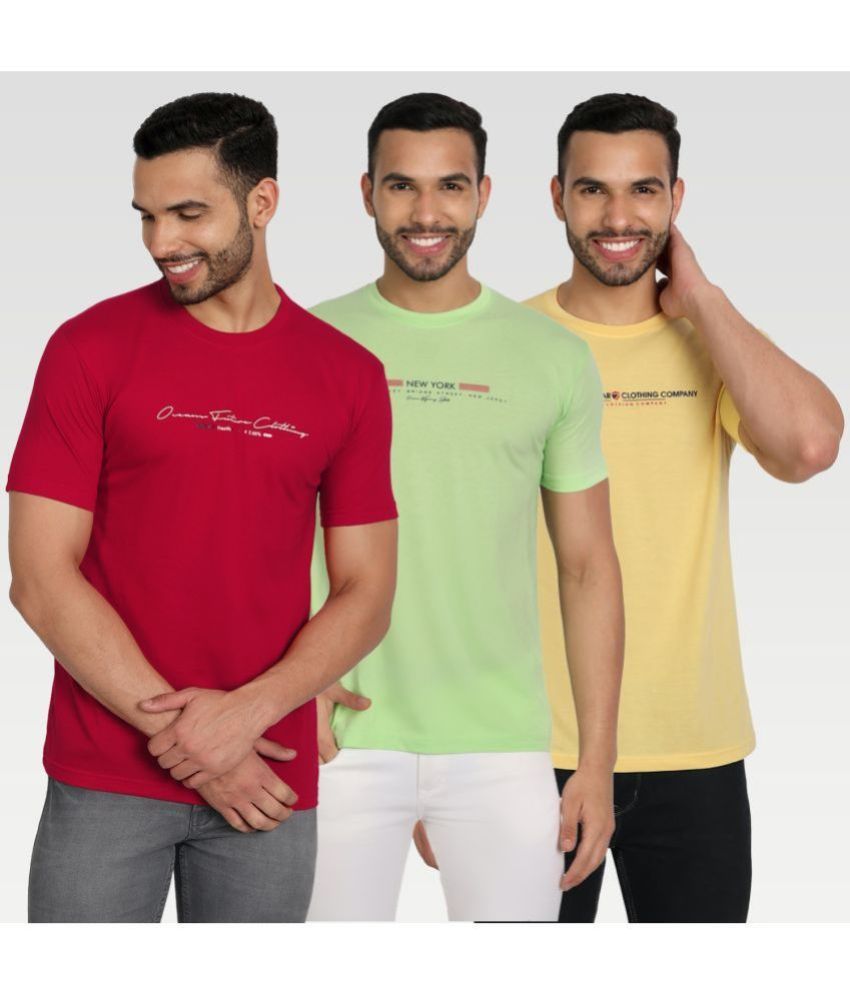     			Zeffit Cotton Blend Regular Fit Printed Half Sleeves Men's T-Shirt - Multicolor ( Pack of 3 )