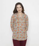 Bonjour Viscose Blend Printed Straight Women's Kurti - Blue ( Pack of 1 )