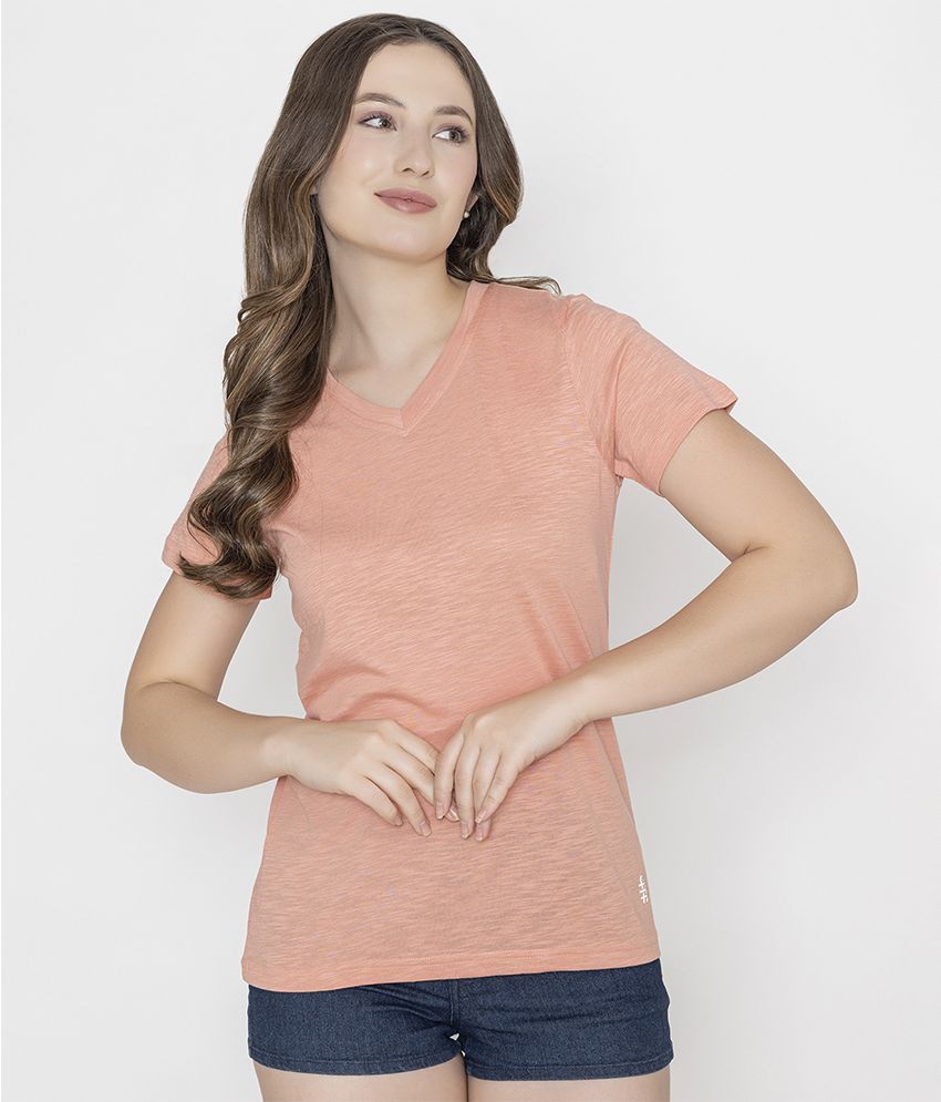     			Bonjour Retail Coral Cotton Regular Fit Women's T-Shirt ( Pack of 1 )