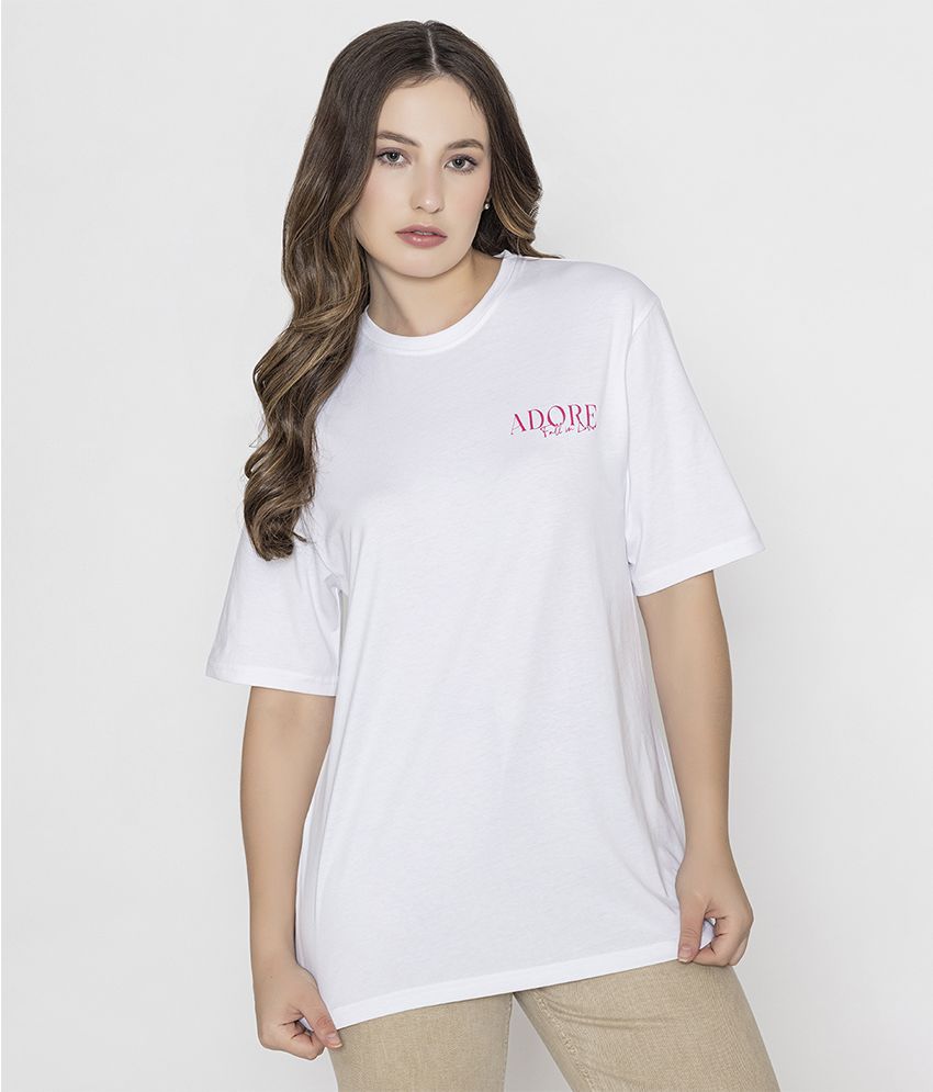     			Bonjour Retail White Cotton Regular Fit Women's T-Shirt ( Pack of 1 )