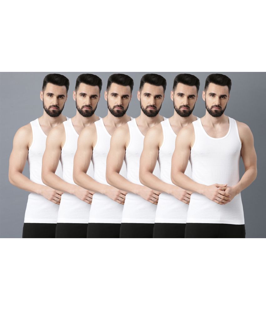     			Force NXT Pack of 6 Cotton Men's Vest ( White )