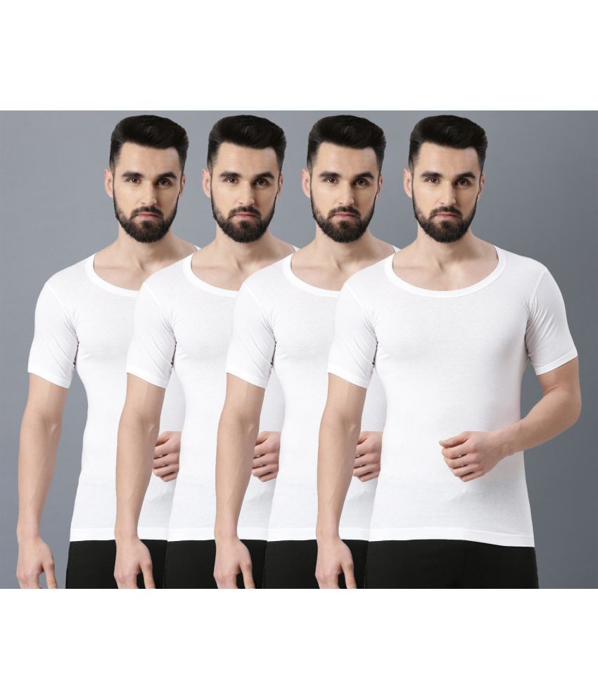     			Force NXT Pack of 4 Cotton Men's Vest ( White )