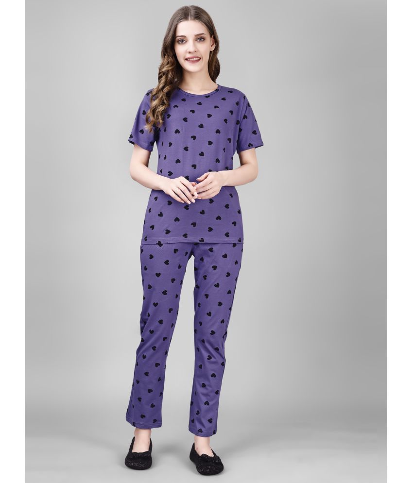     			Smarty Pants Purple Cotton Women's Nightwear Nightsuit Sets ( Pack of 1 )