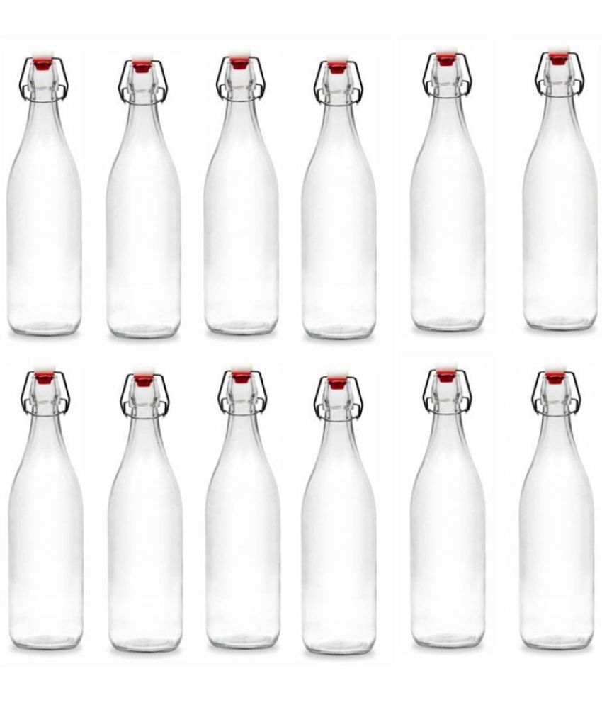     			Somil Stylish Bottle White Glass Water Bottle 1000 mL ( Set of 10 )