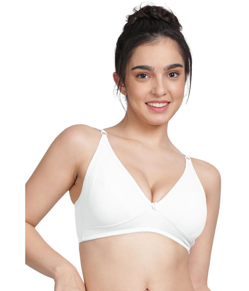     			Susie White Cotton Blend Non Padded Women's Plunge Bra ( Pack of 1 )