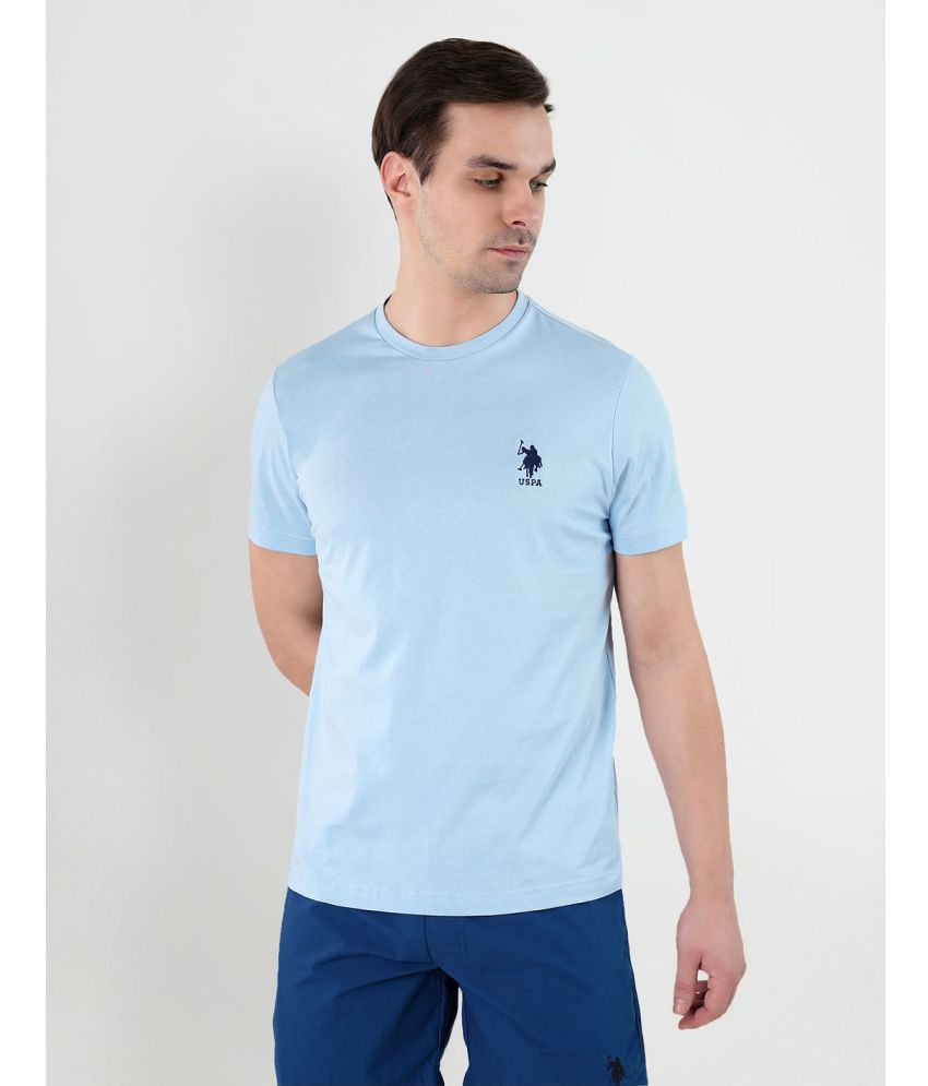     			U.S. Polo Assn. Cotton Regular Fit Solid Half Sleeves Men's T-Shirt - Light Blue ( Pack of 1 )