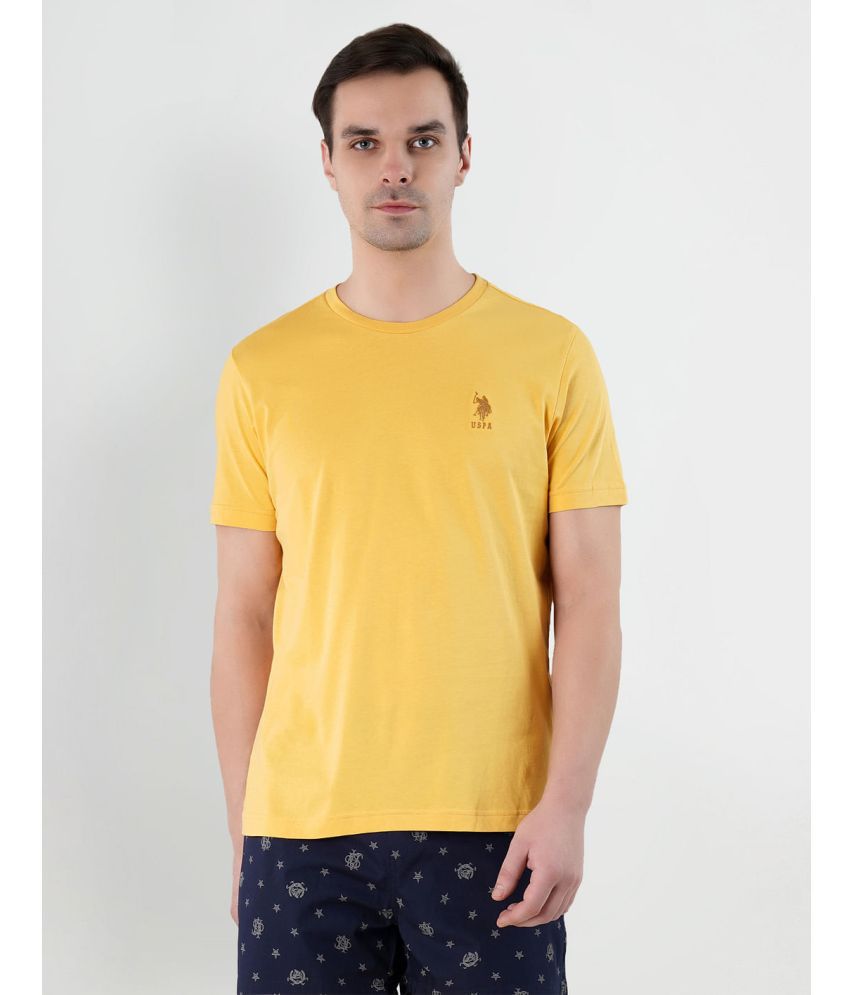     			U.S. Polo Assn. Cotton Regular Fit Solid Half Sleeves Men's T-Shirt - Yellow ( Pack of 1 )